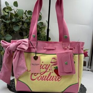New Juicy Couture Retro Strawberry Daydreamer Tote Yellow Iris